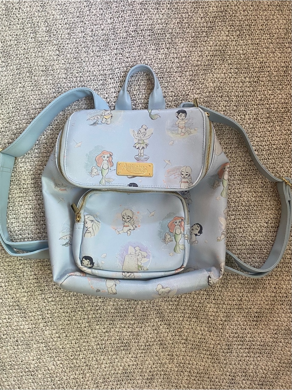 Disney Store Animators Collection Backpack Faux Leather Blue Baby Princess Ariel